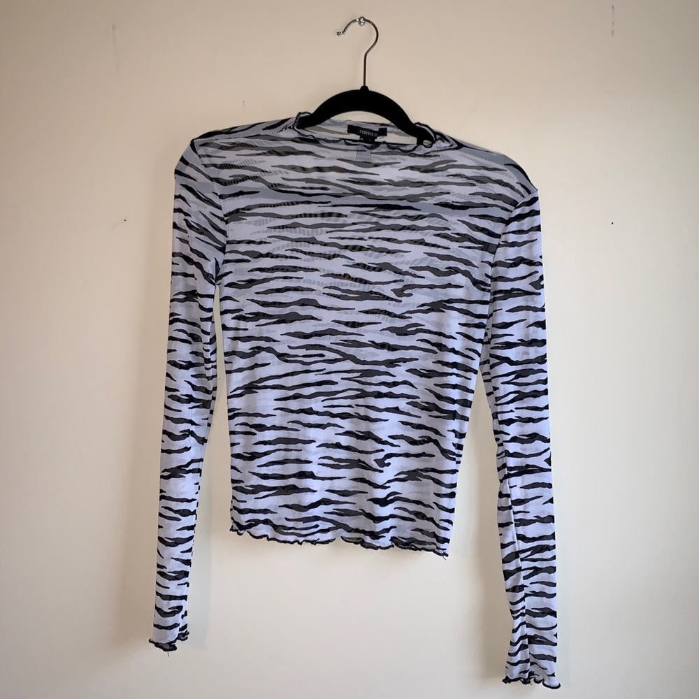 Forever 21 Zebra Stripe See-Through Top